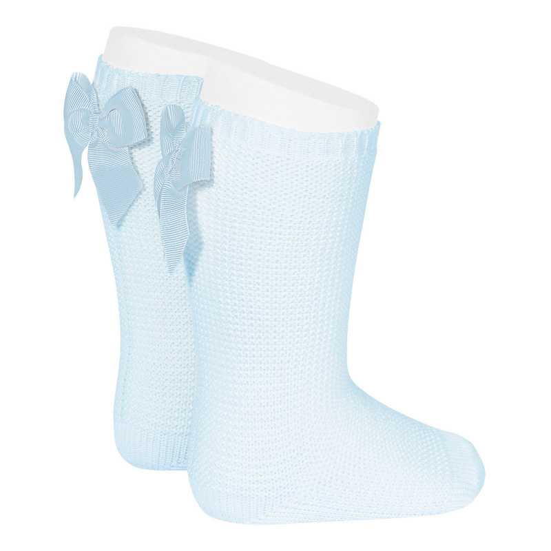 Calcetines altos de algodón con lazo azul bebe | Cóndor Online