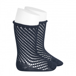Buy Net openwork perle knee high socks w/rolled cuff NAVY BLUE in the online store Condor. Made in Spain. Visit the BABY ELASTIC OPENWORK SOCKS section where you will find more colors and products that you will surely fall in love with. We invite you to take a look around our online store.