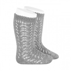 Buy Cotton openwork knee-high socks ALUMINIUM in the online store Condor. Made in Spain. Visit the BABY OPENWORK SOCKS section where you will find more colors and products that you will surely fall in love with. We invite you to take a look around our online store.