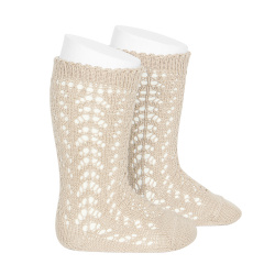 Buy Cotton openwork knee-high socks LINEN in the online store Condor. Made in Spain. Visit the BABY OPENWORK SOCKS section where you will find more colors and products that you will surely fall in love with. We invite you to take a look around our online store.