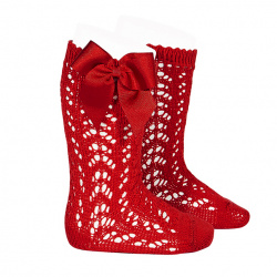 Buy Cotton openwork knee-high socks with bow RED in the online store Condor. Made in Spain. Visit the BABY OPENWORK SOCKS section where you will find more colors and products that you will surely fall in love with. We invite you to take a look around our online store.