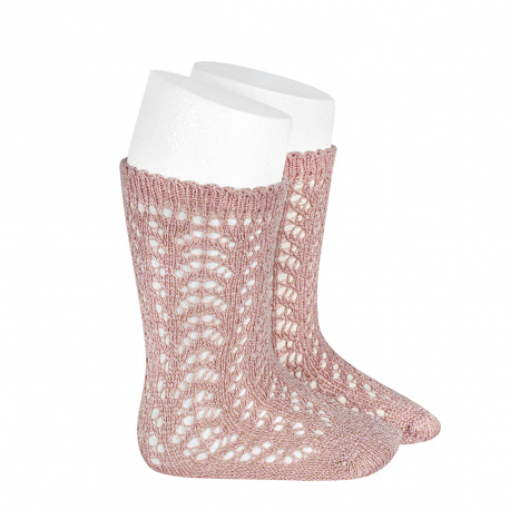 Buy Metallic yarn openwork perle knee socks OLD ROSE in the online store Condor. Made in Spain. Visit the SALES section where you will find more colors and products that you will surely fall in love with. We invite you to take a look around our online store.