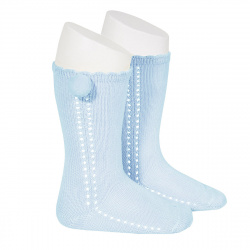 Buy Side openwork perle knee high socks withpompom BABY BLUE in the online store Condor. Made in Spain. Visit the POMPOM BABY SOCKS section where you will find more colors and products that you will surely fall in love with. We invite you to take a look around our online store.