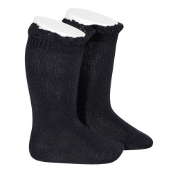 Buy Knee socks with lace edging cuff NAVY BLUE in the online store Condor. Made in Spain. Visit the LACE TRIM SOCKS section where you will find more colors and products that you will surely fall in love with. We invite you to take a look around our online store.