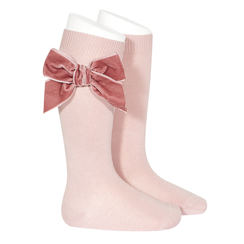 Violín invernadero Bailarín Calcetines con lazo terciopelo niña rosa palo | Cóndor Tienda Online