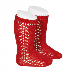 Buy Side openwork knee-high warm-cotton socks RED in the online store Condor. Made in Spain. Visit the WARM OPENWORK BABY SOCKS section where you will find more colors and products that you will surely fall in love with. We invite you to take a look around our online store.