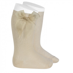 Buy Knee high socks with organza bow LINEN in the online store Condor. Made in Spain. Visit the Happy Price section where you will find more colors and products that you will surely fall in love with. We invite you to take a look around our online store.