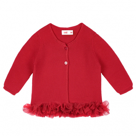 Achetez le Cardigan point mousse avec tulle à la taille ROUGE Condor. Disponible dans une grande variété de couleurs assortis avec les collants, les chaussettes et les bonnets. Tous les cardigans en tricots et aussi les boléro pour filles sont fabriquées en 100% coton. Idéales comme basiques pour la rentrée scolaire, les uniformes et pour les communions, mariages et baptêmes.