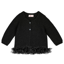 Shop the Garter stitch cardigan with tulle waist BLACK Condor. Available in a wide variety of colors to match with leotards, socks, and bonnets. Knitwear cardigans and also bolero cardigans for girls made of 100% cotton. Ideal as basics for back to school uniforms and for communions, weddings and baptisms.