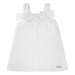 Buy Garter stitch tulle dress WHITE in the online store Condor. Made in Spain. Visit the GARTER STITCH COLLECTION section where you will find more colors and products that you will surely fall in love with. We invite you to take a look around our online store.