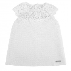 Buy Garter stitch dress with tulle WHITE in the online store Condor. Made in Spain. Visit the GARTER STITCH COLLECTION section where you will find more colors and products that you will surely fall in love with. We invite you to take a look around our online store.