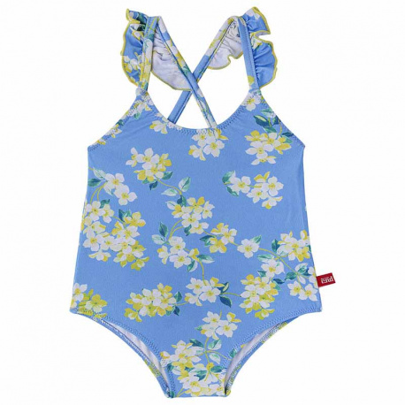 Buy Blue & yellow upf50 suimsuit with flounced braces PORCELAIN in the online store Condor. Made in Spain. Visit the OUTLET section where you will find more colors and products that you will surely fall in love with. We invite you to take a look around our online store.