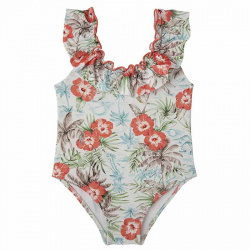 Costume da bagno upf50 aloha con scolloa balze CORALLO