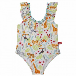 Costume da bagno upf50 jungle con scolloa balze PESCA