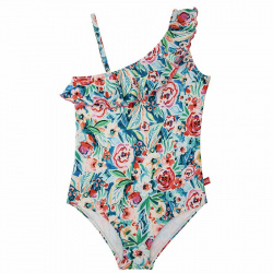 Maillot bain upf50 hawaiian décolleté asymétrique ROSE CERISE