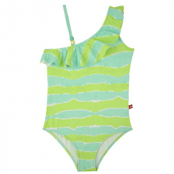 Good vibes upf50 swimsuit w/asymmetric neckline FRESH GREEN