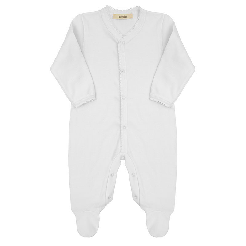 Buy Baby romper with picot edging WHITE in the online store Condor. Made in Spain. Visit the BODYSUITS AND UNDERGARMENTS section where you will find more colors and products that you will surely fall in love with. We invite you to take a look around our online store.