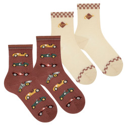 Buy Pack 1 pair vintage car socks + 1 pair car socks PRALINE in the online store Condor. Made in Spain. Visit the Happy Price section where you will find more colors and products that you will surely fall in love with. We invite you to take a look around our online store.