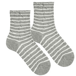 Buy Striped socks with hearts in relief ALUMINIUM in the online store Condor. Made in Spain. Visit the Happy Price section where you will find more colors and products that you will surely fall in love with. We invite you to take a look around our online store.