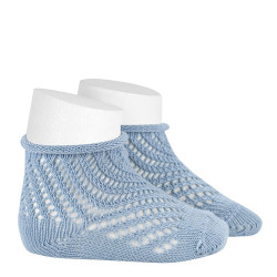 Buy Net openwork perle short socks with rolled cuff BLUISH in the online store Condor. Made in Spain. Visit the Happy Price section where you will find more colors and products that you will surely fall in love with. We invite you to take a look around our online store.