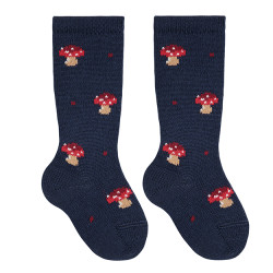 Buy Merino wool-blend mushroom knee socks NAVY BLUE in the online store Condor. Made in Spain. Visit the FANCY BABY SOCKS section where you will find more colors and products that you will surely fall in love with. We invite you to take a look around our online store.