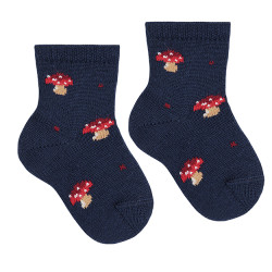 Buy Merino wool-blend mushroom socks NAVY BLUE in the online store Condor. Made in Spain. Visit the FANCY BABY SOCKS section where you will find more colors and products that you will surely fall in love with. We invite you to take a look around our online store.