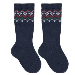 Buy Merino wool blend border knee socks NAVY BLUE in the online store Condor. Made in Spain. Visit the WOOL FANCY SOCKS BABY section where you will find more colors and products that you will surely fall in love with. We invite you to take a look around our online store.