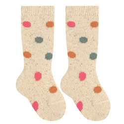 Buy Tweed knee socks with colourful dots BEIGE TWEED in the online store Condor. Made in Spain. Visit the WOOL FANCY SOCKS BABY section where you will find more colors and products that you will surely fall in love with. We invite you to take a look around our online store.