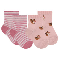 Buy Pack: 1 pair squirrel socks + 1 pair striped socks PALE PINK in the online store Condor. Made in Spain. Visit the COTTON FANCY BABY SOCKS section where you will find more colors and products that you will surely fall in love with. We invite you to take a look around our online store.