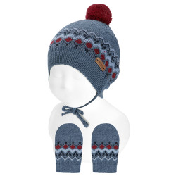 Buy Merino wool set (border knit hat + mittens) JEANS in the online store Condor. Made in Spain. Visit the ACCESSORIES FOR BABY section where you will find more colors and products that you will surely fall in love with. We invite you to take a look around our online store.