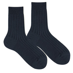 Buy Extrafine merino wool rib short socks DARK BLUE in the online store Condor. Made in Spain. Visit the BASIC WOOL SOCKS section where you will find more colors and products that you will surely fall in love with. We invite you to take a look around our online store.