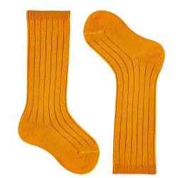 Buy Merino wool-blend rib knee socks CURRY in the online store Condor. Made in Spain. Visit the BASIC WOOL BABY SOCKS section where you will find more colors and products that you will surely fall in love with. We invite you to take a look around our online store.