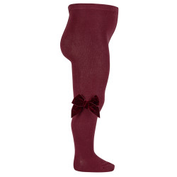 Side velvet bow tights GARNET